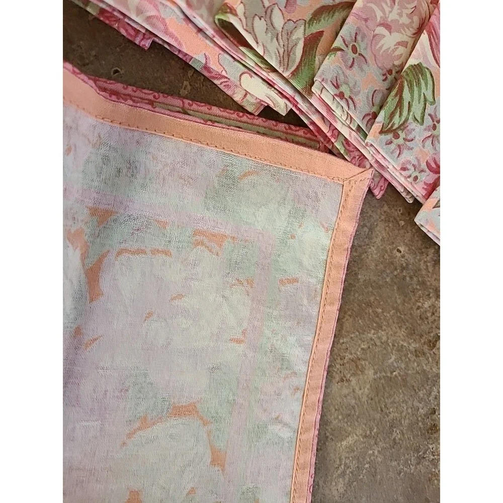 April Charming 100% Cotton Napkin Set of 9 Pink Green 15